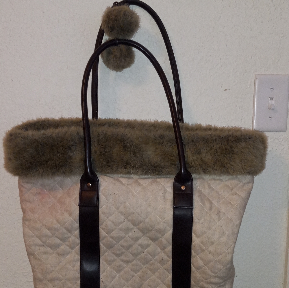Faux Fur Quilted Shoulder/Oversized Bag
